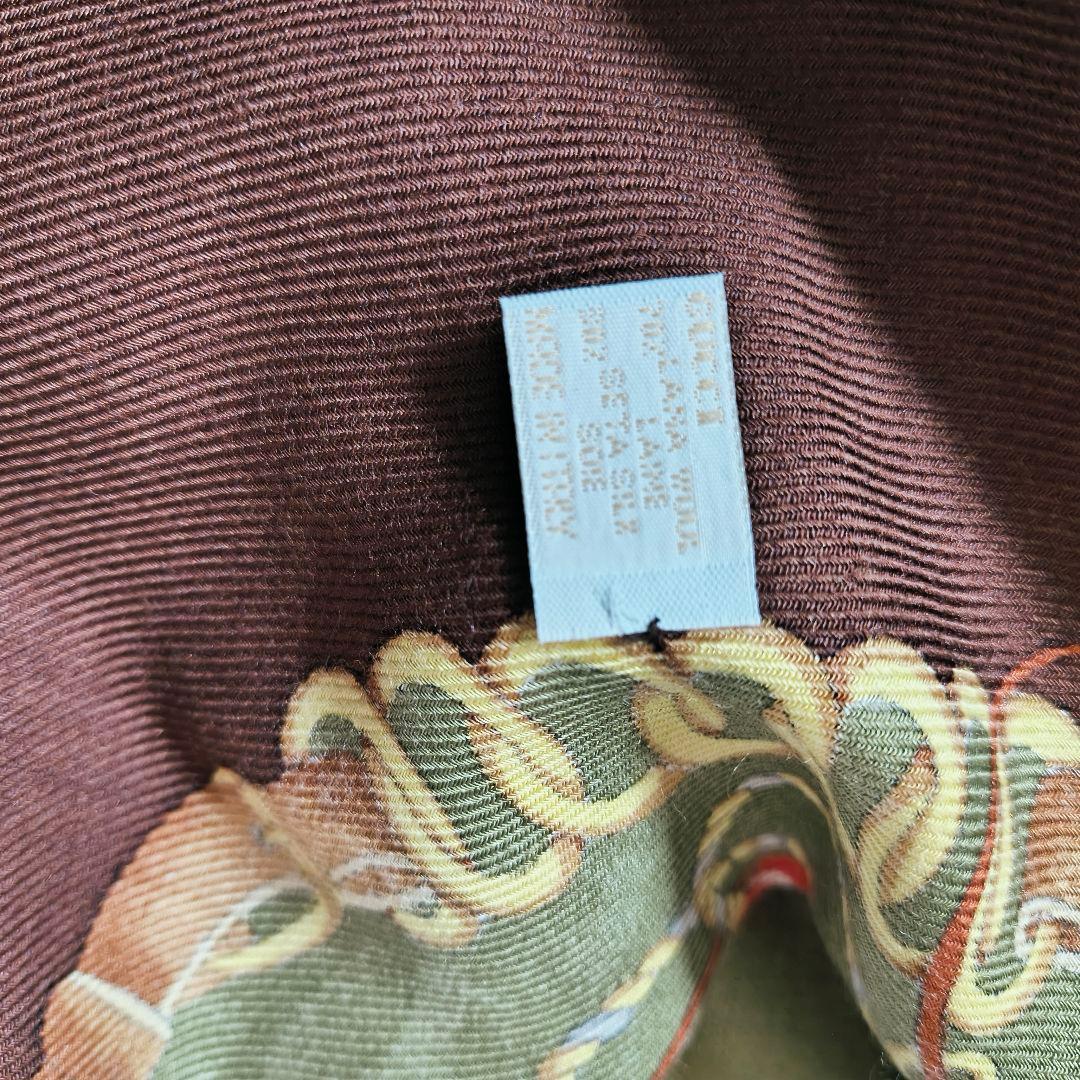 グッチ オリーブグリーンの狩猟モチーフ 大判ショール ストール