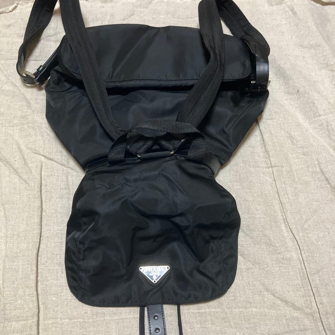 ✨PRADAプラダ三角プレートリュックサック ナイロンレザー（ブラック）