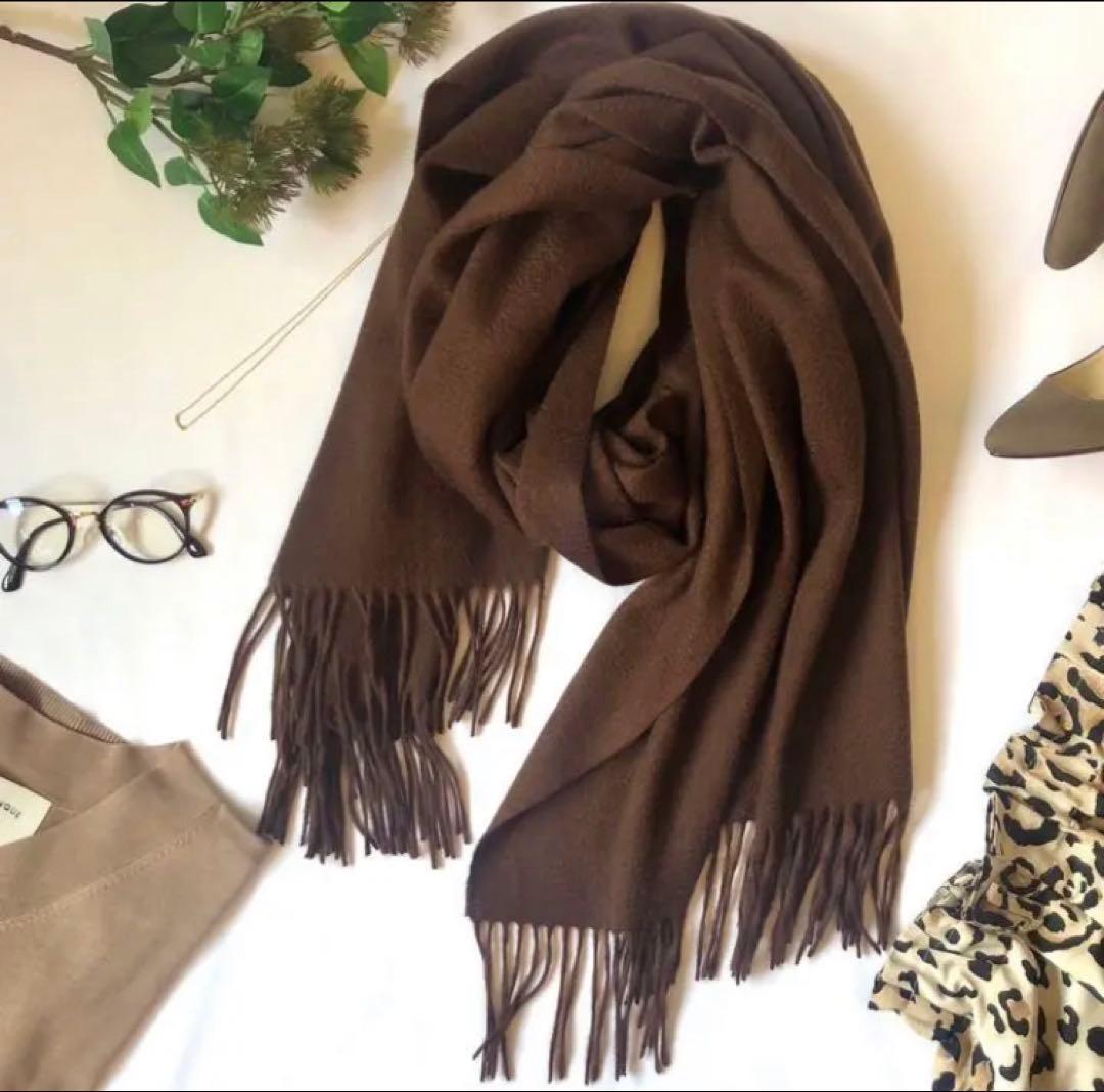 極上カシミヤ100%☆大判 ストール☆チョコレート