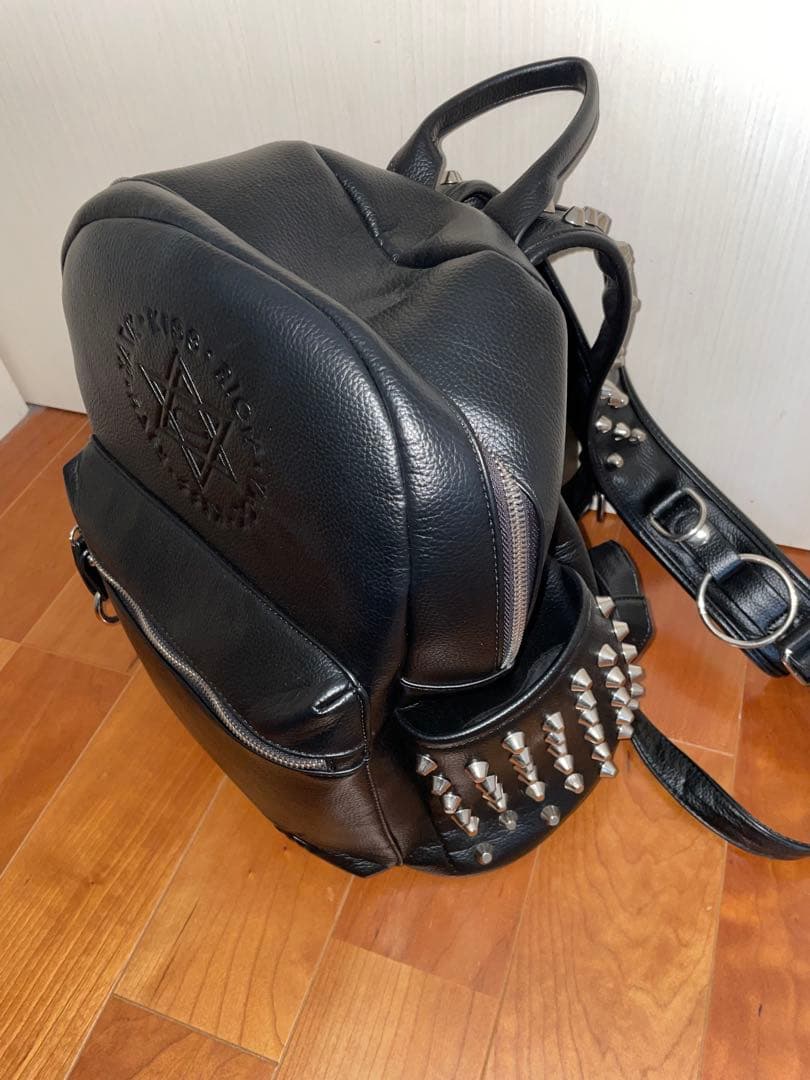 KRY スタッズ付きブラックレザーバックパック リュック 六芒星 地雷系