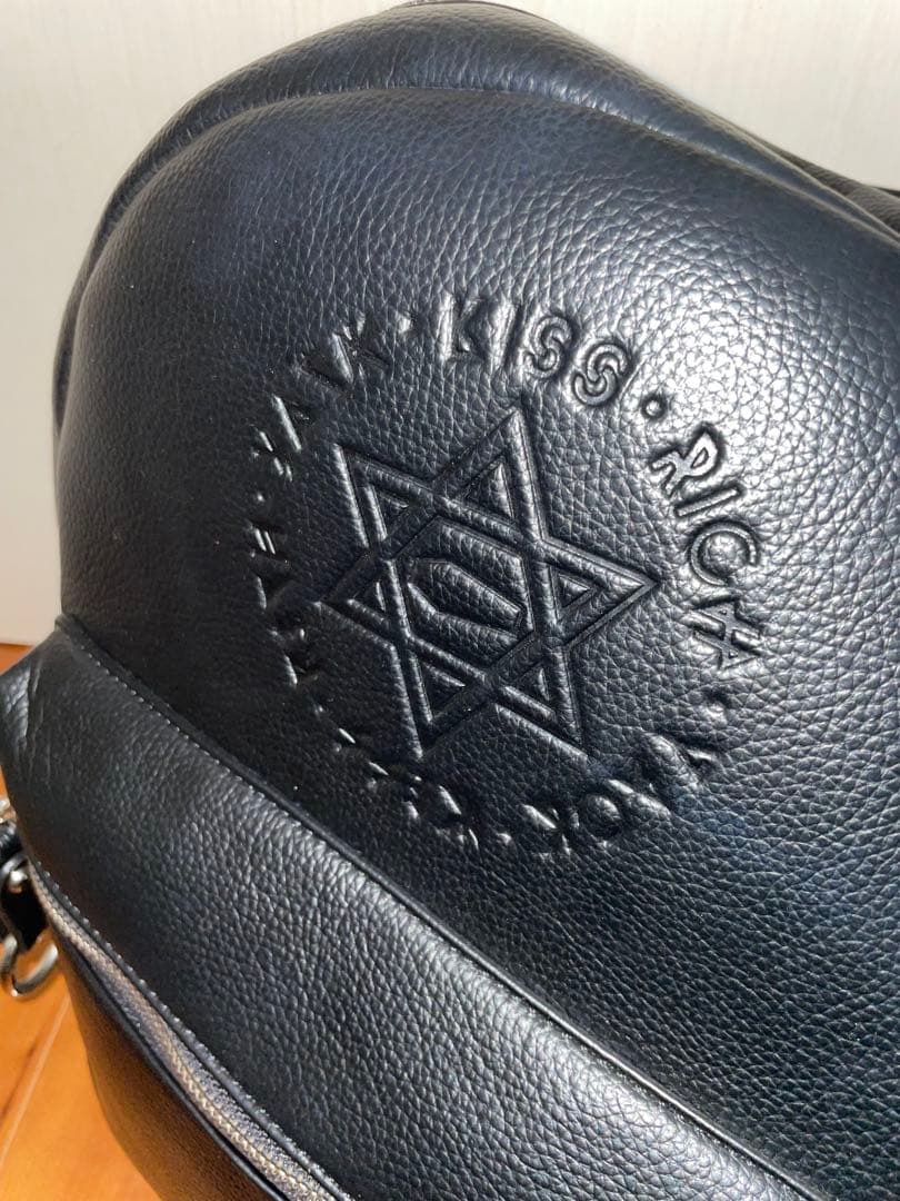 KRY スタッズ付きブラックレザーバックパック リュック 六芒星 地雷系