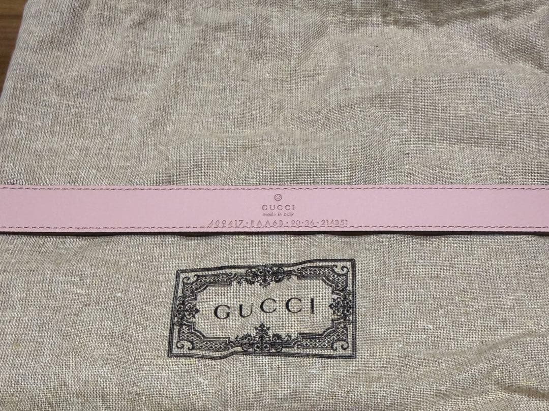 鞠*山様 未使用　GUCCI グッチ　レディース　GGロゴ ベルト グレー/ピン