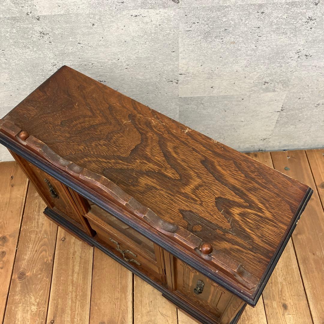 ジャンク品 アンティーク 木製 引き出し付 置時計 ジュエリーボックス 小物入れ