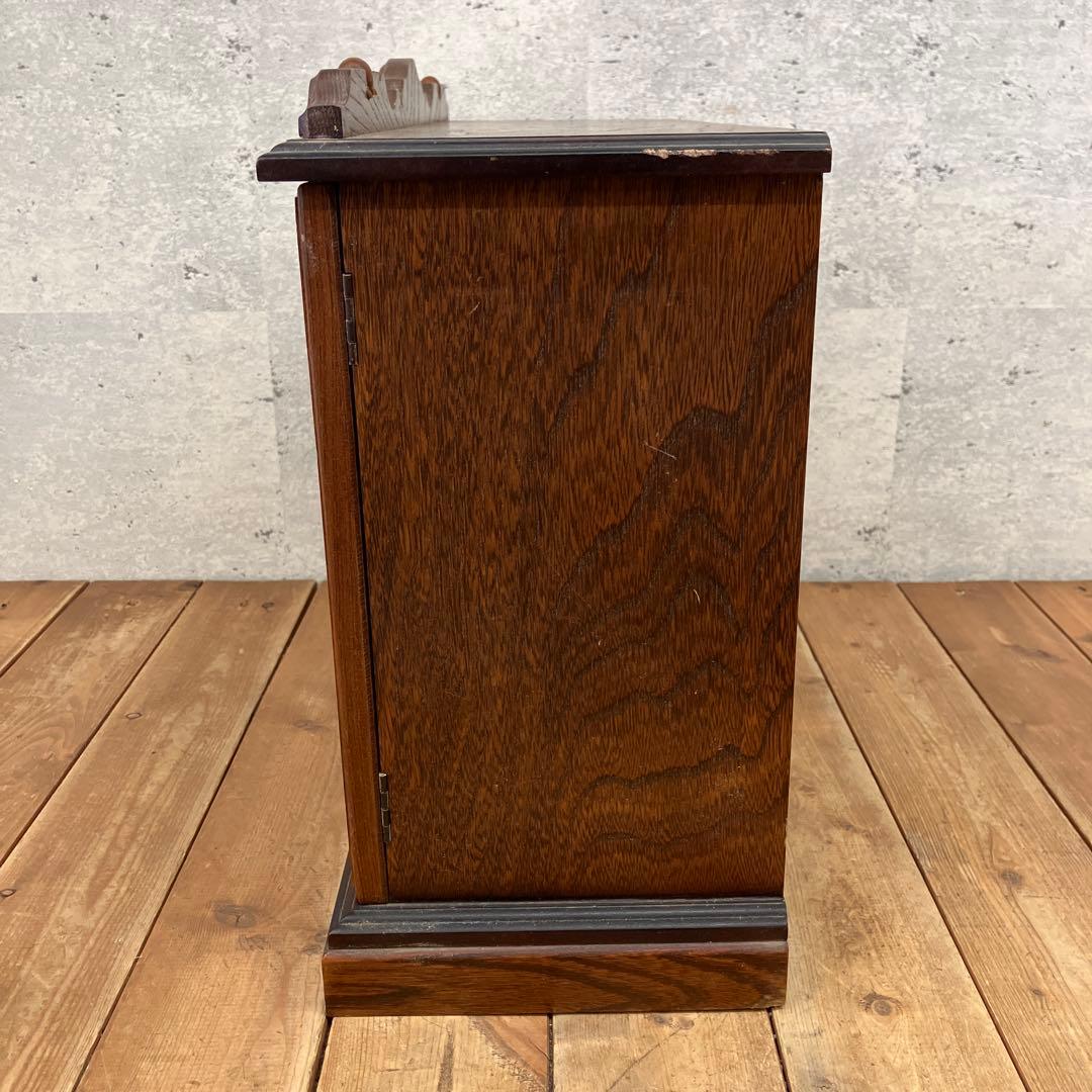 ジャンク品 アンティーク 木製 引き出し付 置時計 ジュエリーボックス 小物入れ