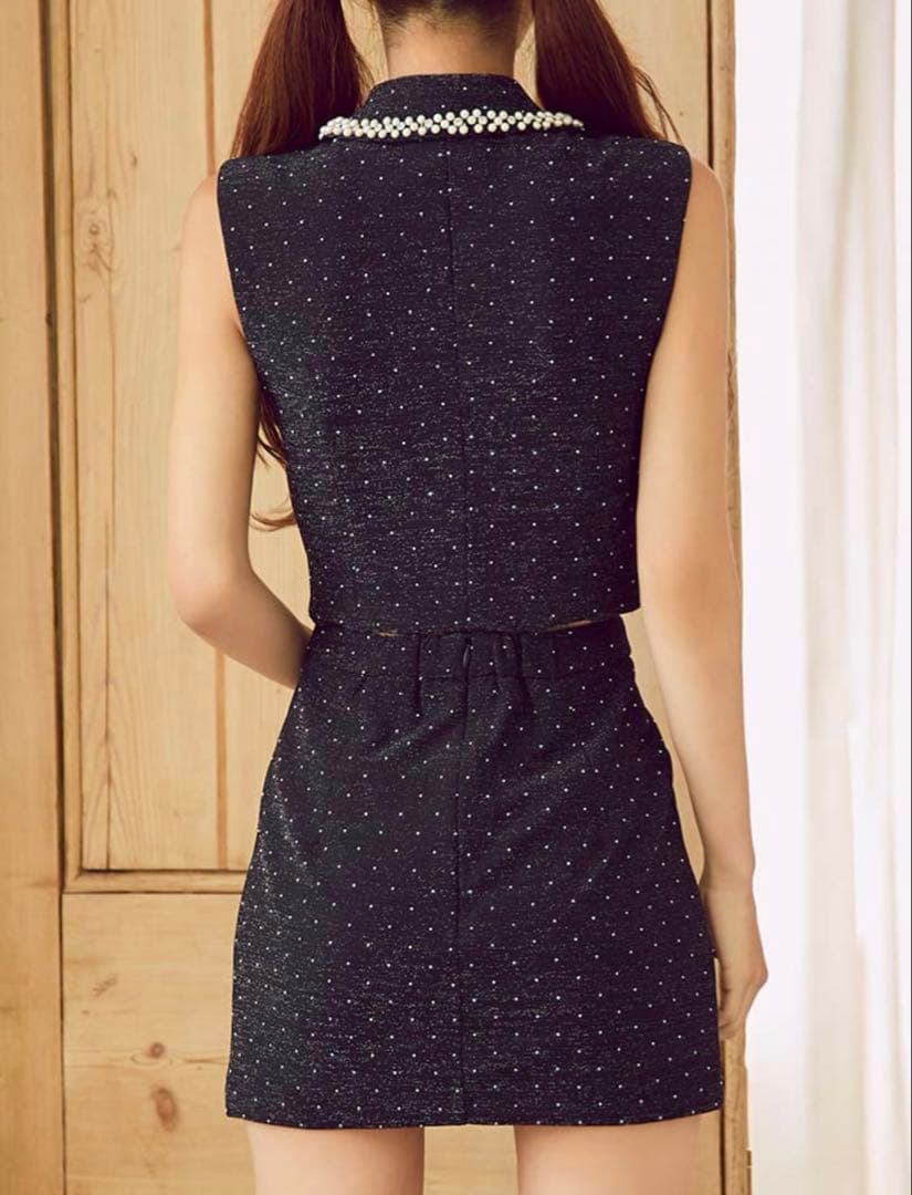 ほ*け様 パール襟フロントジップセットアップドレス XS オン