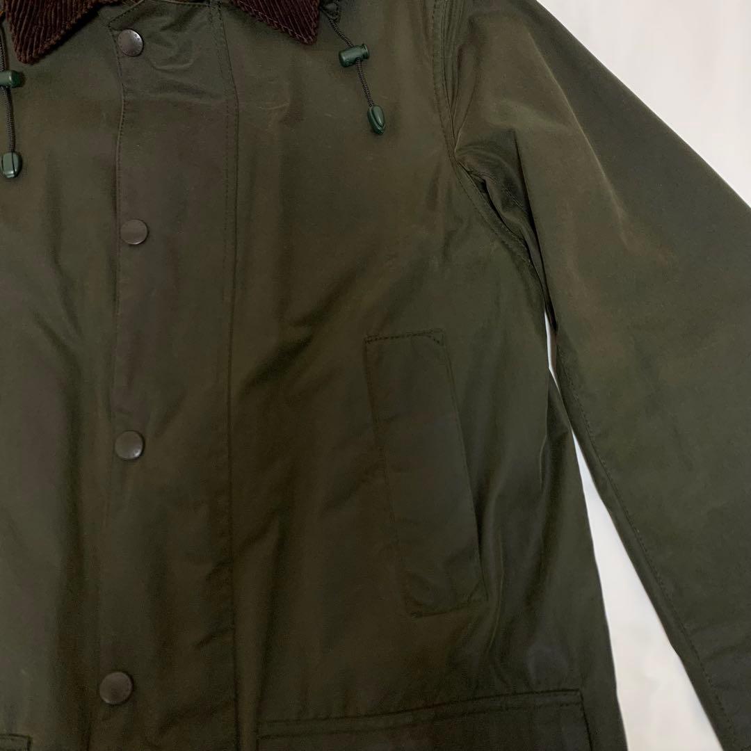バブアー×ビームス別注　SL BORDER　オリーブ　オイルド　フード　英国製