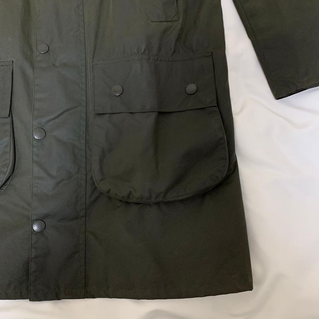 バブアー×ビームス別注　SL BORDER　オリーブ　オイルド　フード　英国製