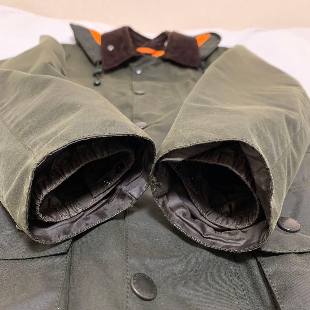 バブアー×ビームス別注　SL BORDER　オリーブ　オイルド　フード　英国製