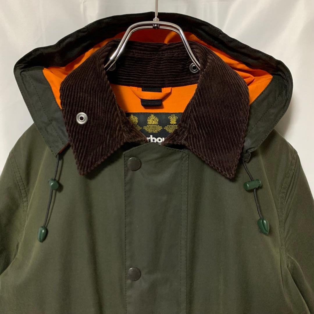 バブアー×ビームス別注　SL BORDER　オリーブ　オイルド　フード　英国製