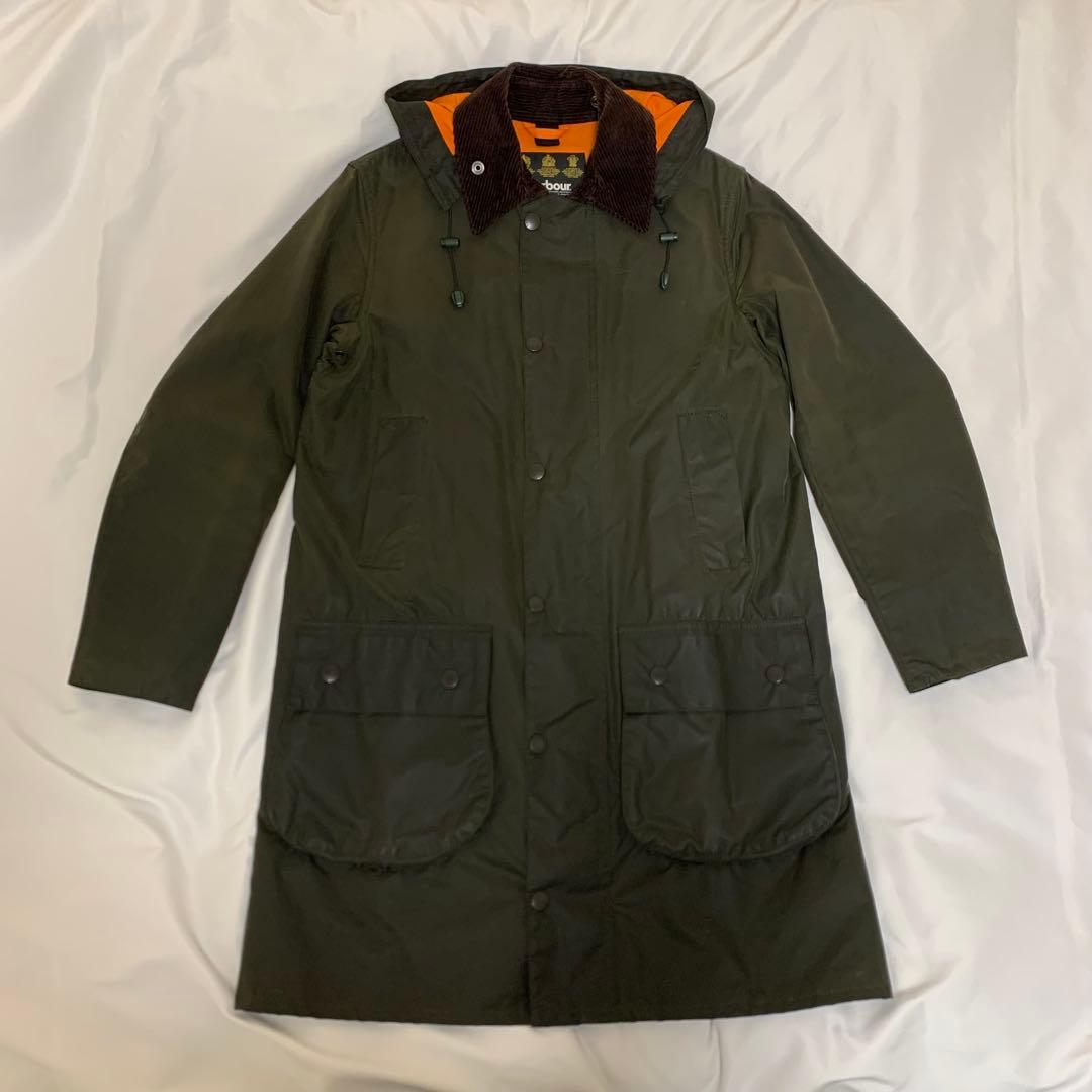 バブアー×ビームス別注　SL BORDER　オリーブ　オイルド　フード　英国製