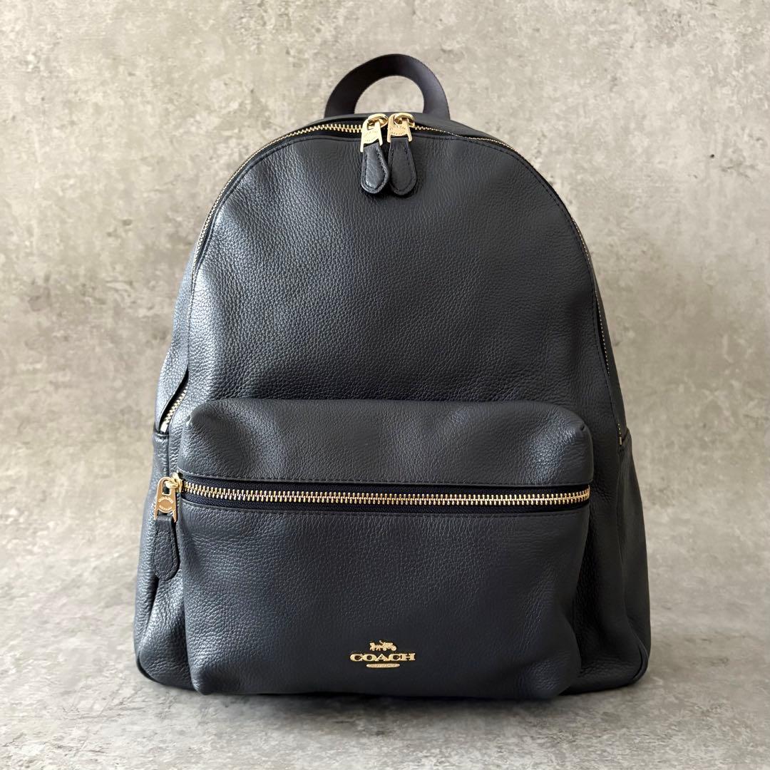 【yucco様】COACH リュック バックパック ペブルドレザー ネイビー