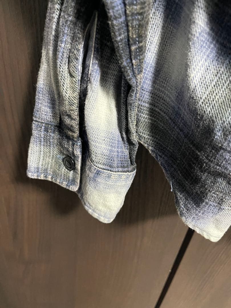 美品】STTUSY ROCCO FLANNEL PLAID SHIRT M 青