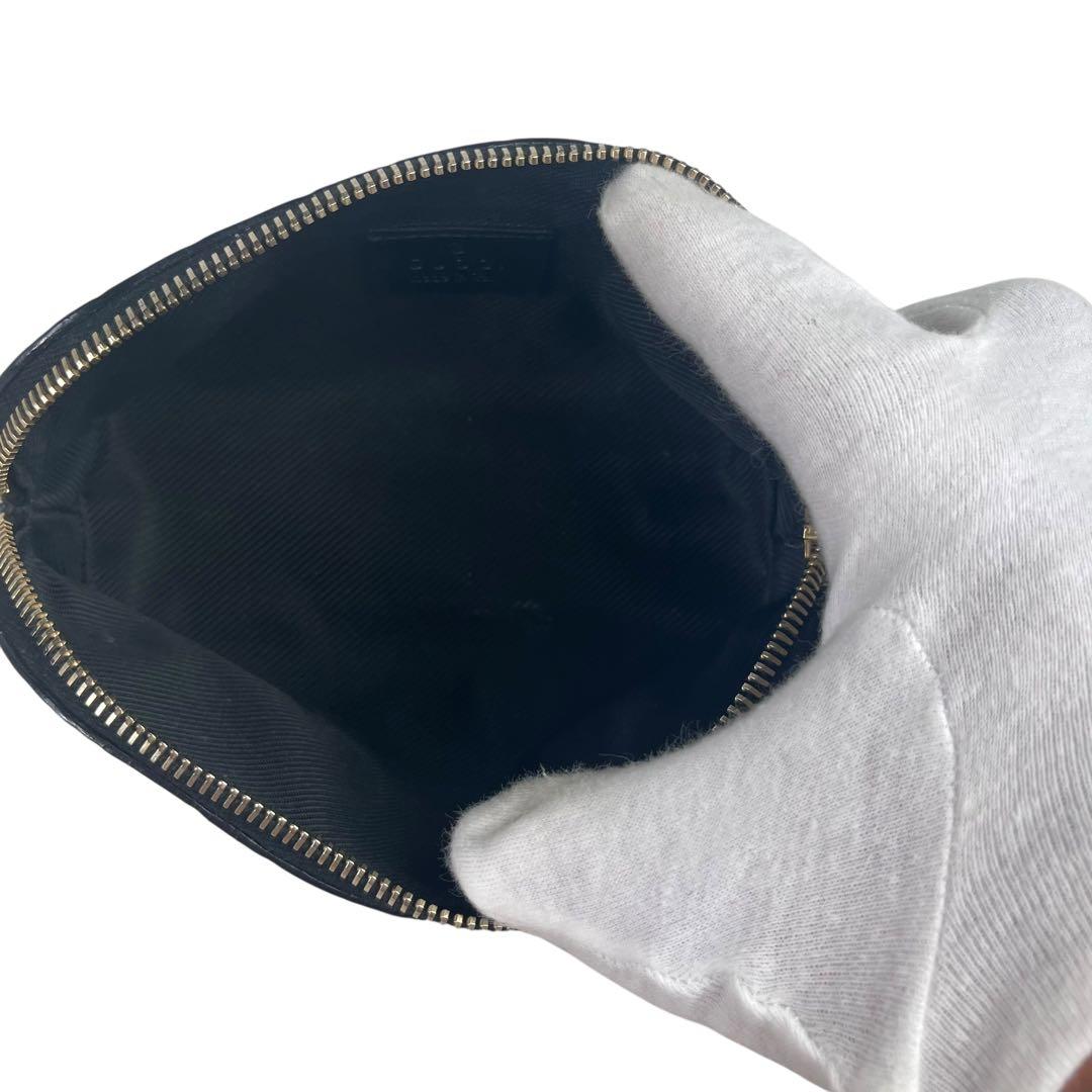 【希少】美品 GUCCI オールレザー シマ GG 総柄 ポーチ ブラック