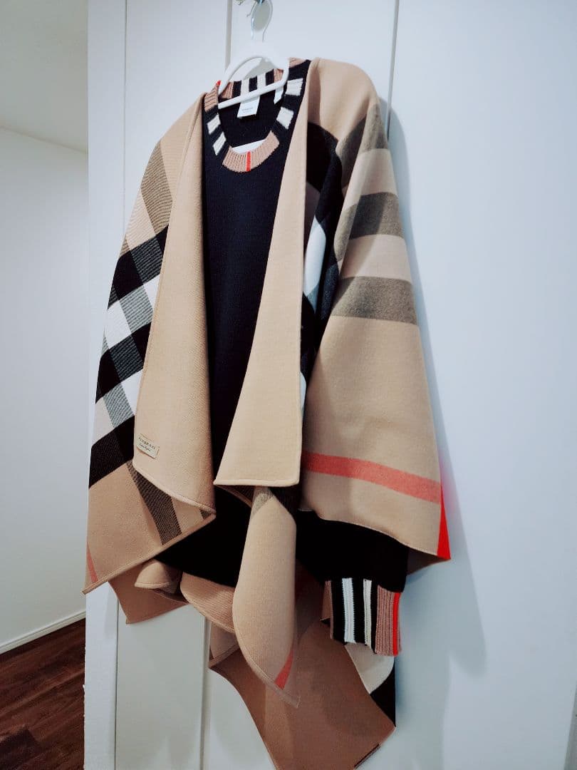 BURBERRY バーバリー ノバチェック リバーシブル ウールカシミヤポンチョ