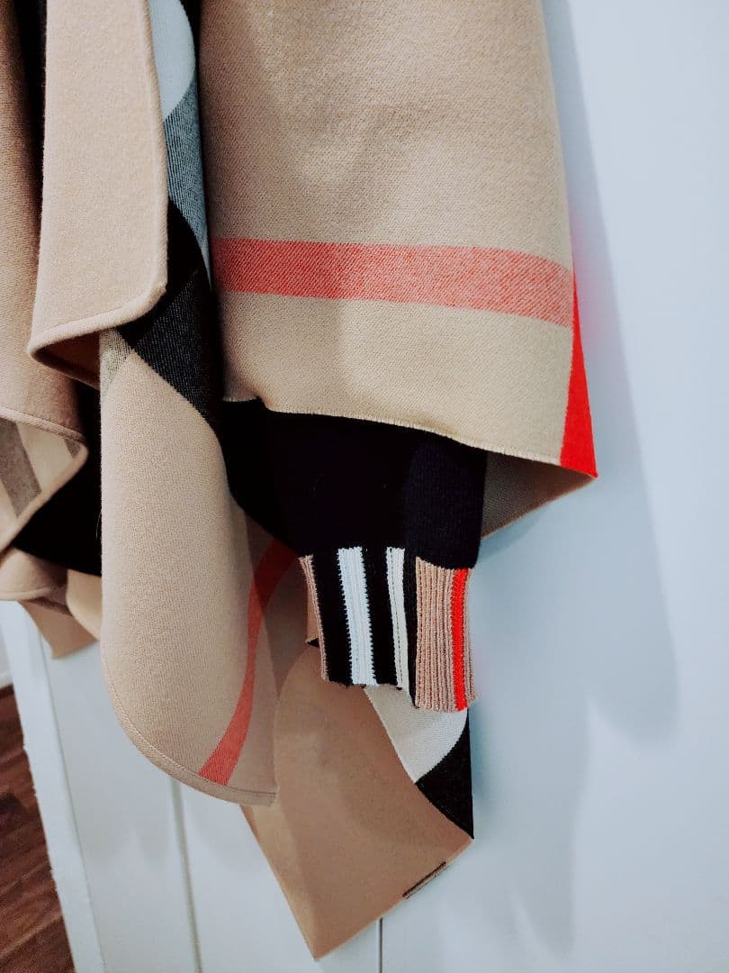 BURBERRY バーバリー ノバチェック リバーシブル ウールカシミヤポンチョ