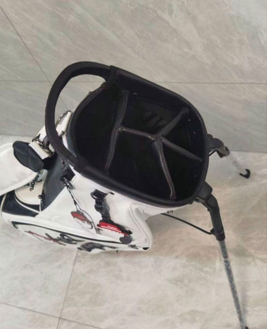 キャディーバッグ　白　マルボンゴルフ MALBON GOLF スタンド