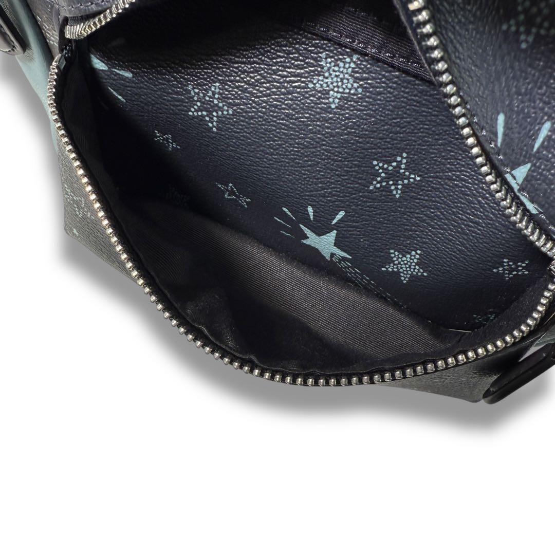 希少✨コーチ リュック ミニチャーリー 星柄 ネイビー レザー バイカラー