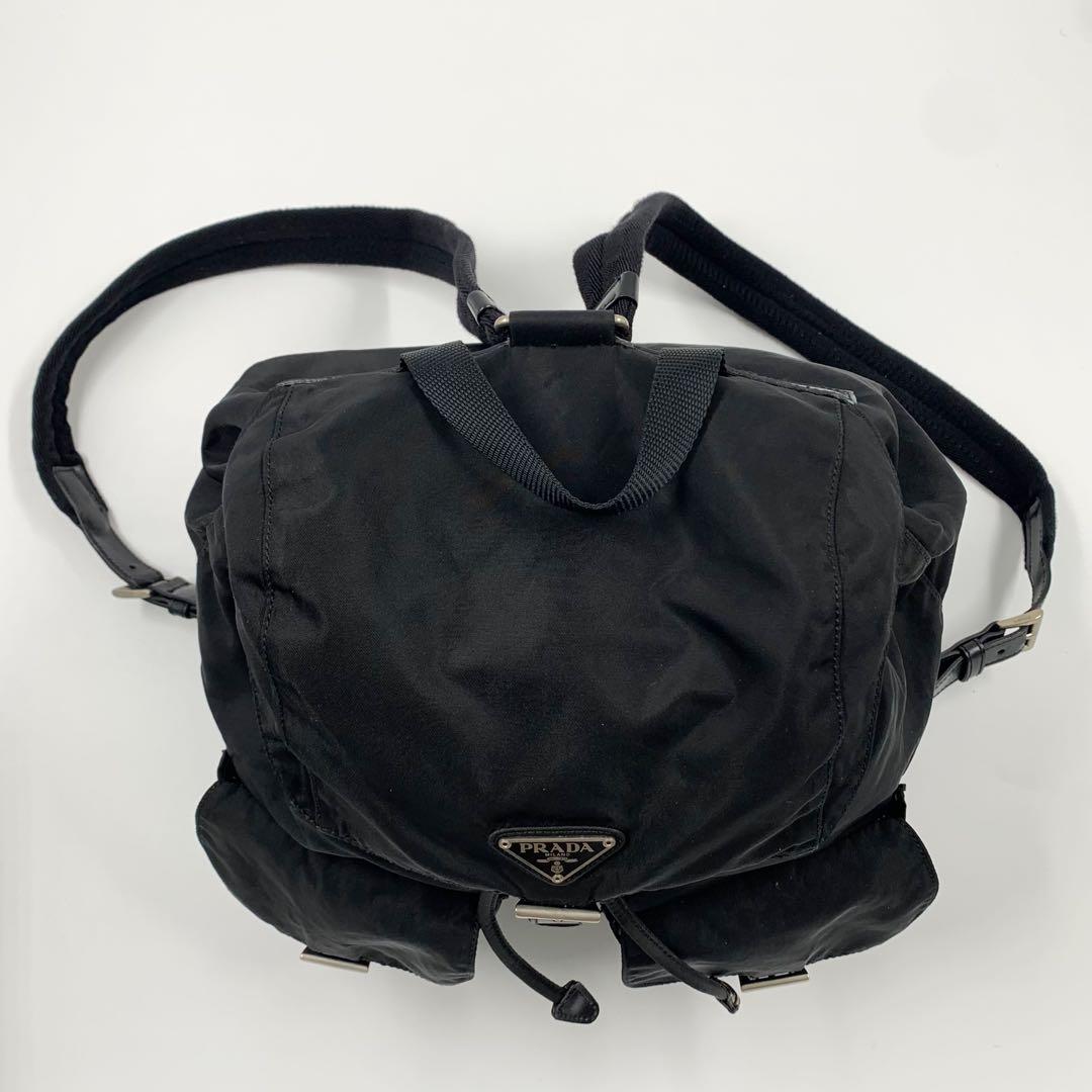 【✨極美品✨】プラダ バックパック 三角ロゴ 巾着 ナイロン ブラック 付属品付