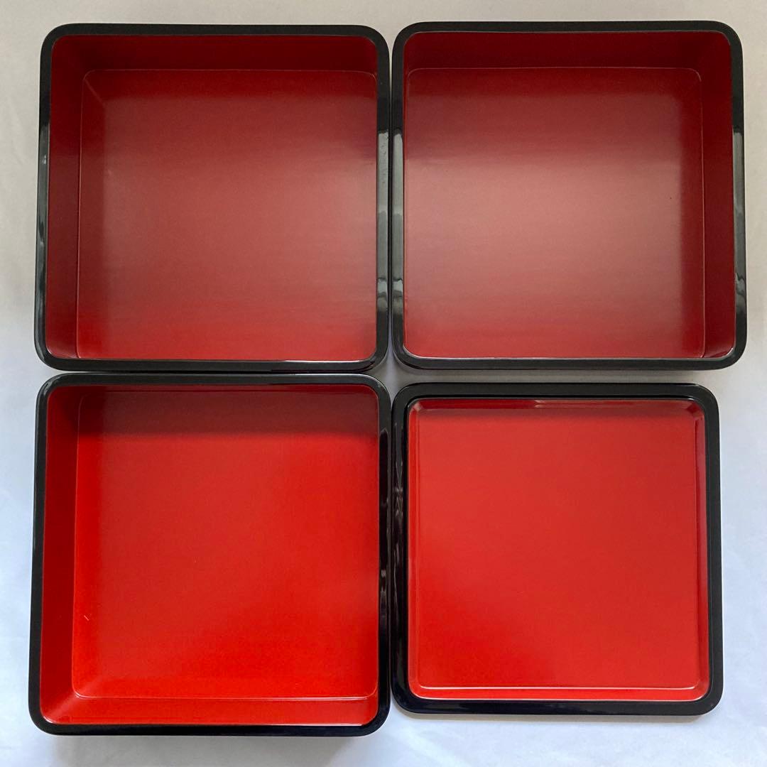 【未使用】輪島塗　唐松蒔絵　三段重　台付き