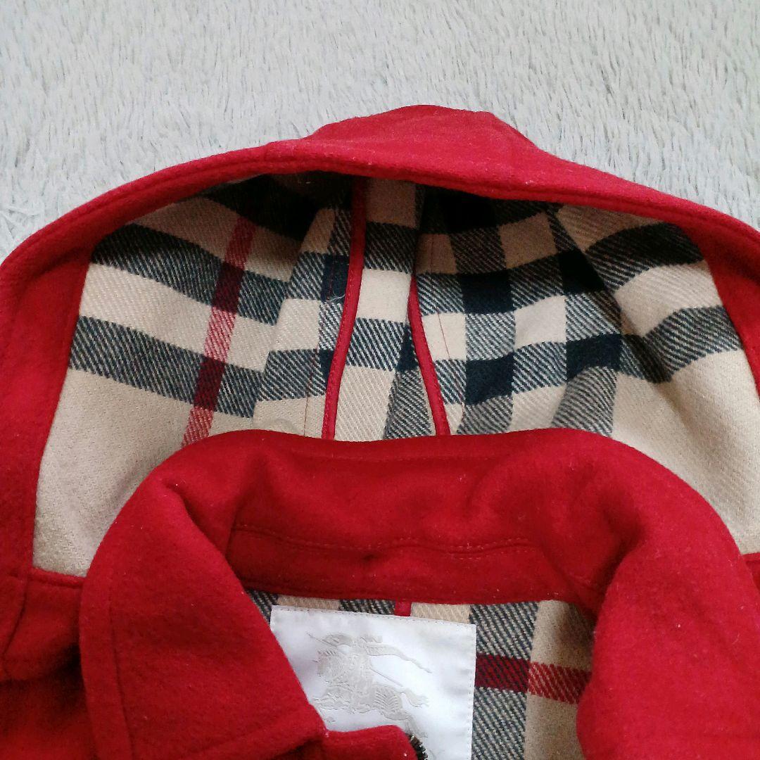 バーバリー キッズダッフルコート メガチェック ホースロゴ 牛革トグル
