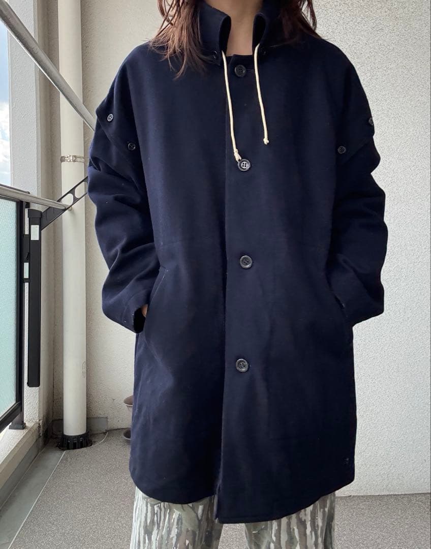 80s-90s ユーロvintage ウールコート キルティングライナー付