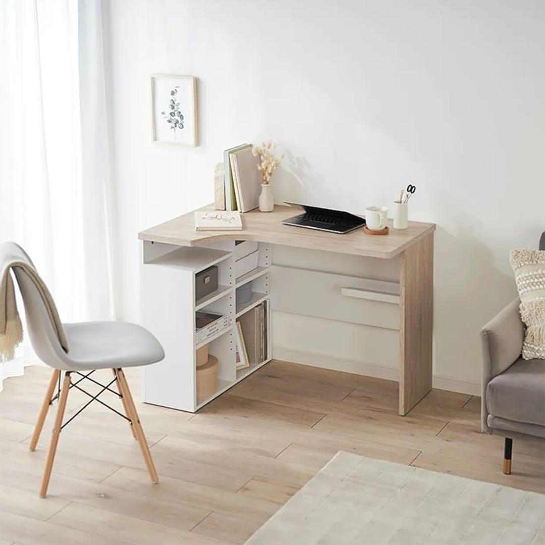 LOWYA ロウヤ L字型 デスク オーク ホワイト - メルカリ