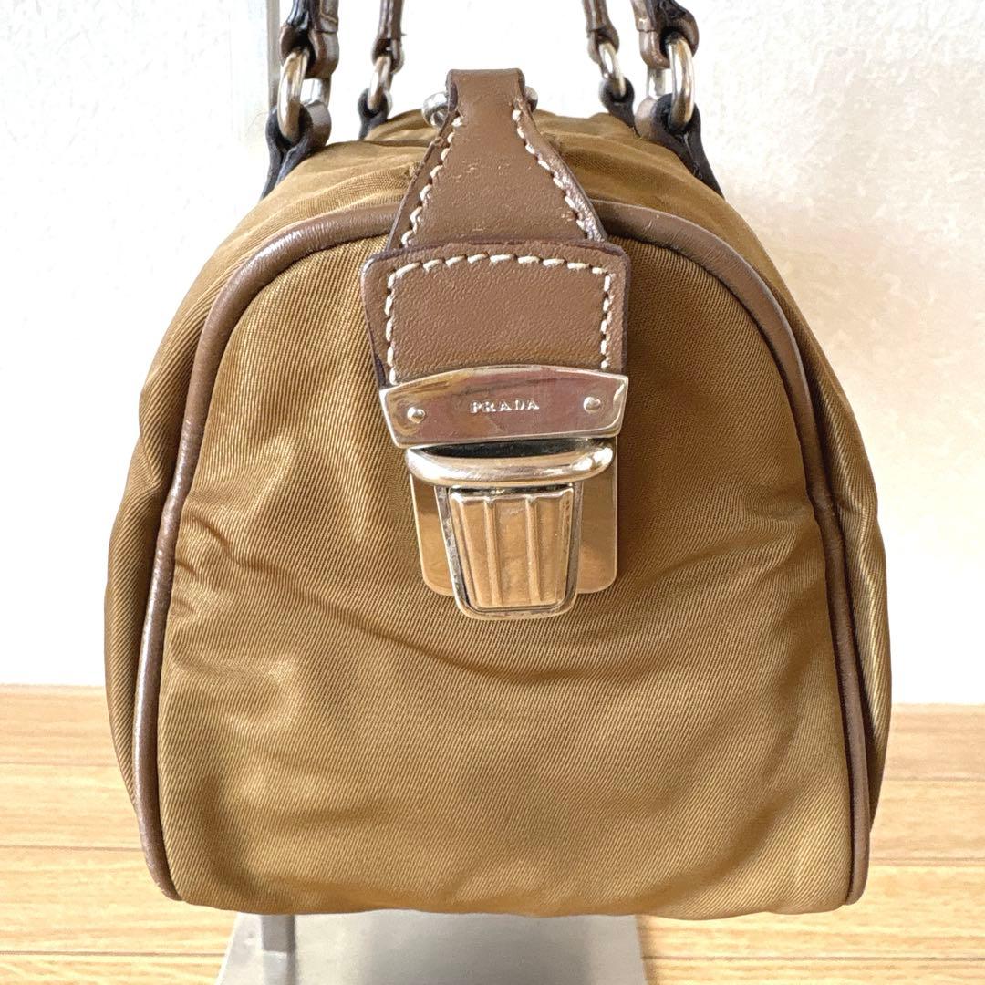 訳あり・良品】PRADA ミニボストンバック ミニバッグ カーキ ブラウン