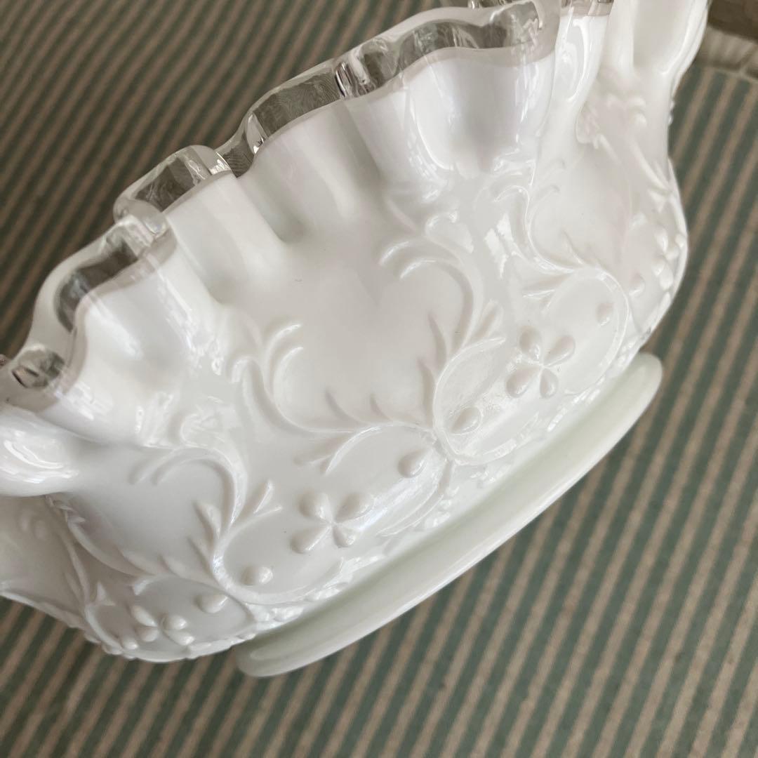 Fenton ミルクガラス フリルエッジバスケット - winetouritalia.com