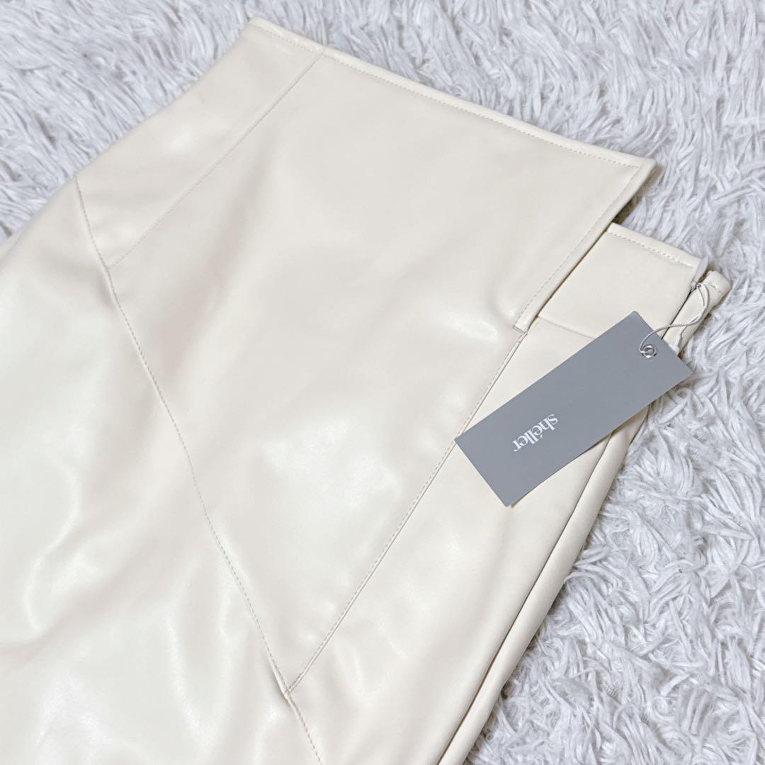 ✨未使用タグ付き✨sheller シェリエ ウエストデザインヘムレザースカート