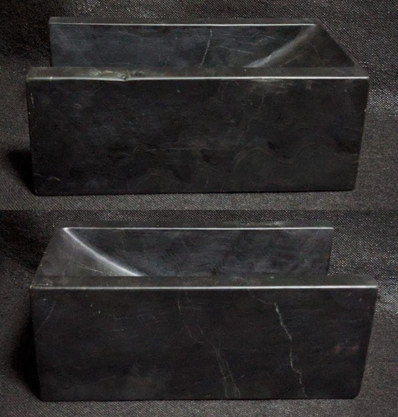 【歙州太史硯】◆水波紋・眉子紋・銀線・銀華紋の蒼黒美石◆約八吋◆唐木箱◆龍尾山