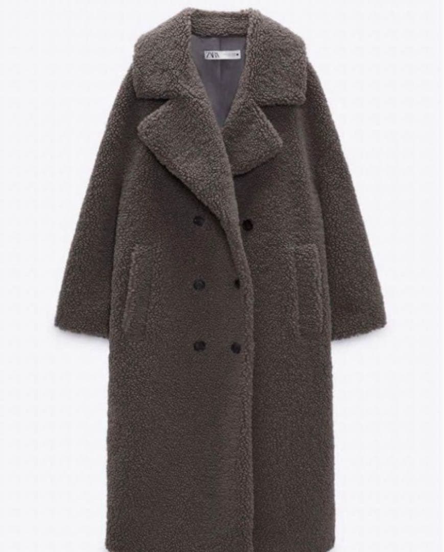 美品ZARA ザラ エクストラロング フェイクボアコート テディベアコート