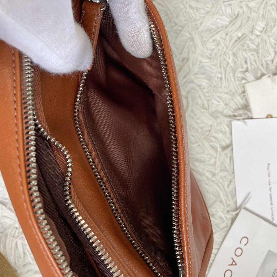 極美品 vintage coach old waist pouch brown
