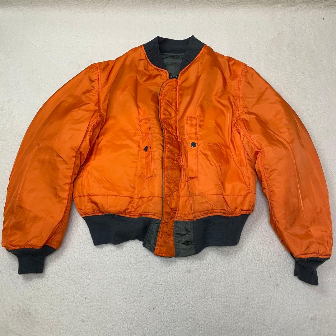 90s USA製 ALPHA アルファ MA-1 フライトジャケット L カーキ