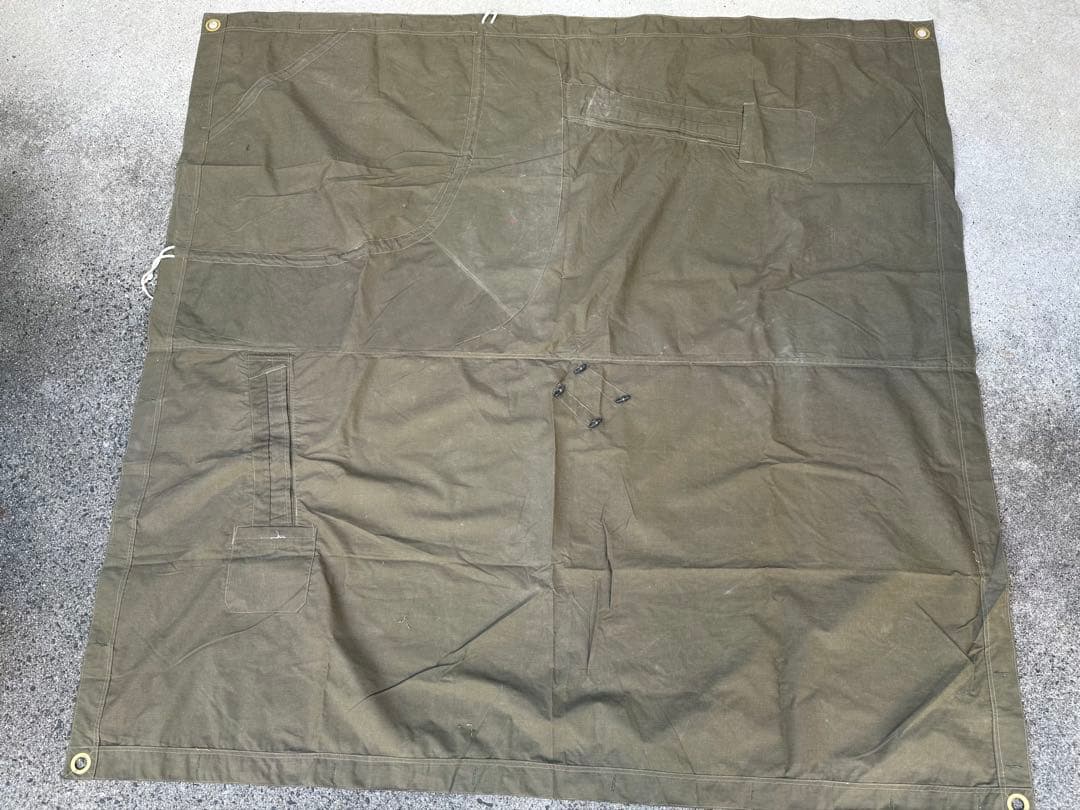 希少 新品 ルーマニア軍幕 パップテント シート タープ コットン ツーリング