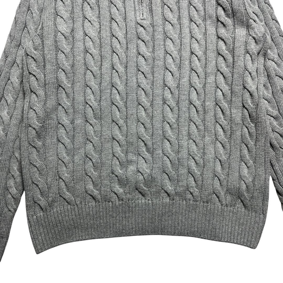 【美品】ポロラルフローレン 現行 ケーブルニット ハーフジップ グレー L
