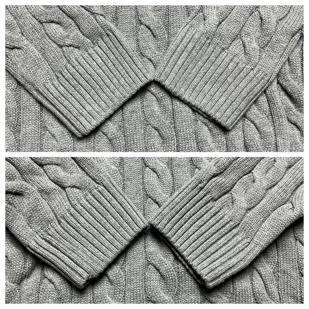 【美品】ポロラルフローレン 現行 ケーブルニット ハーフジップ グレー L