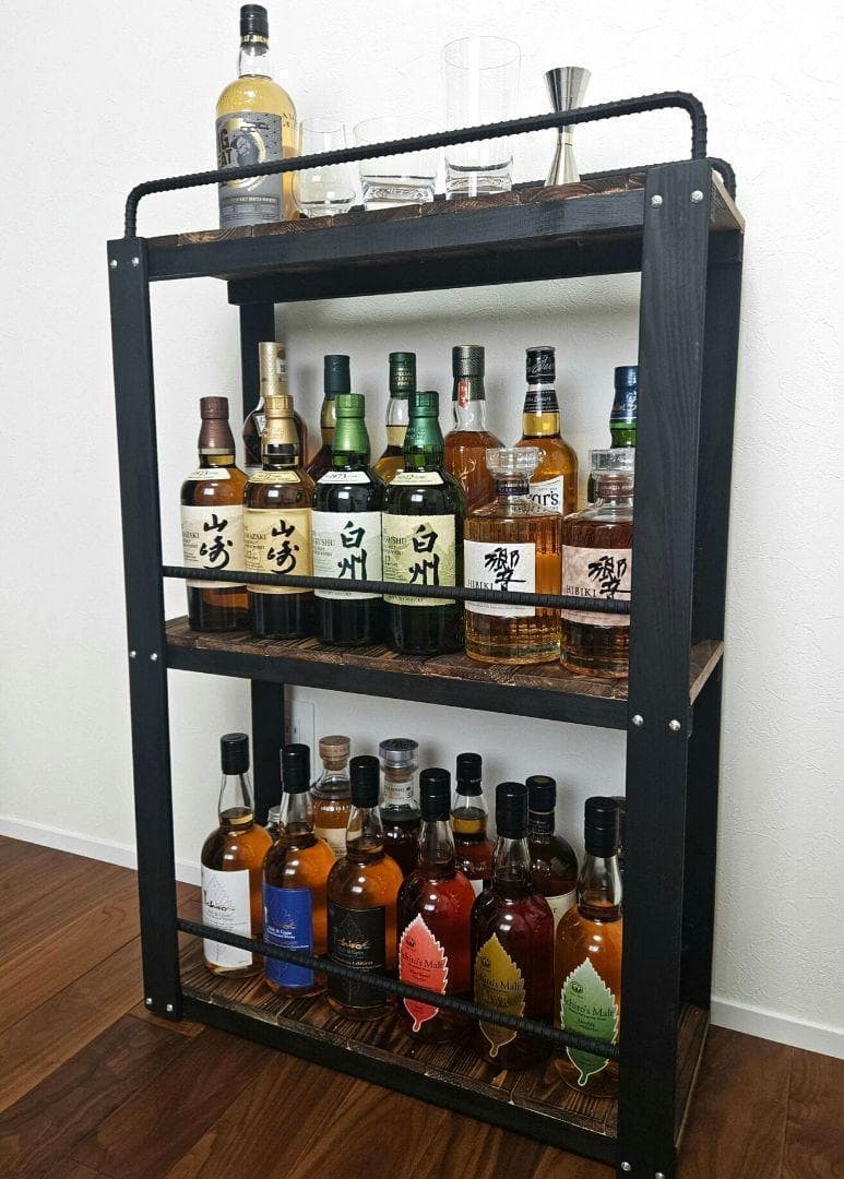 ウィスキーラック 男前インテリア 棚 インダストリアル 収納 お酒 多肉