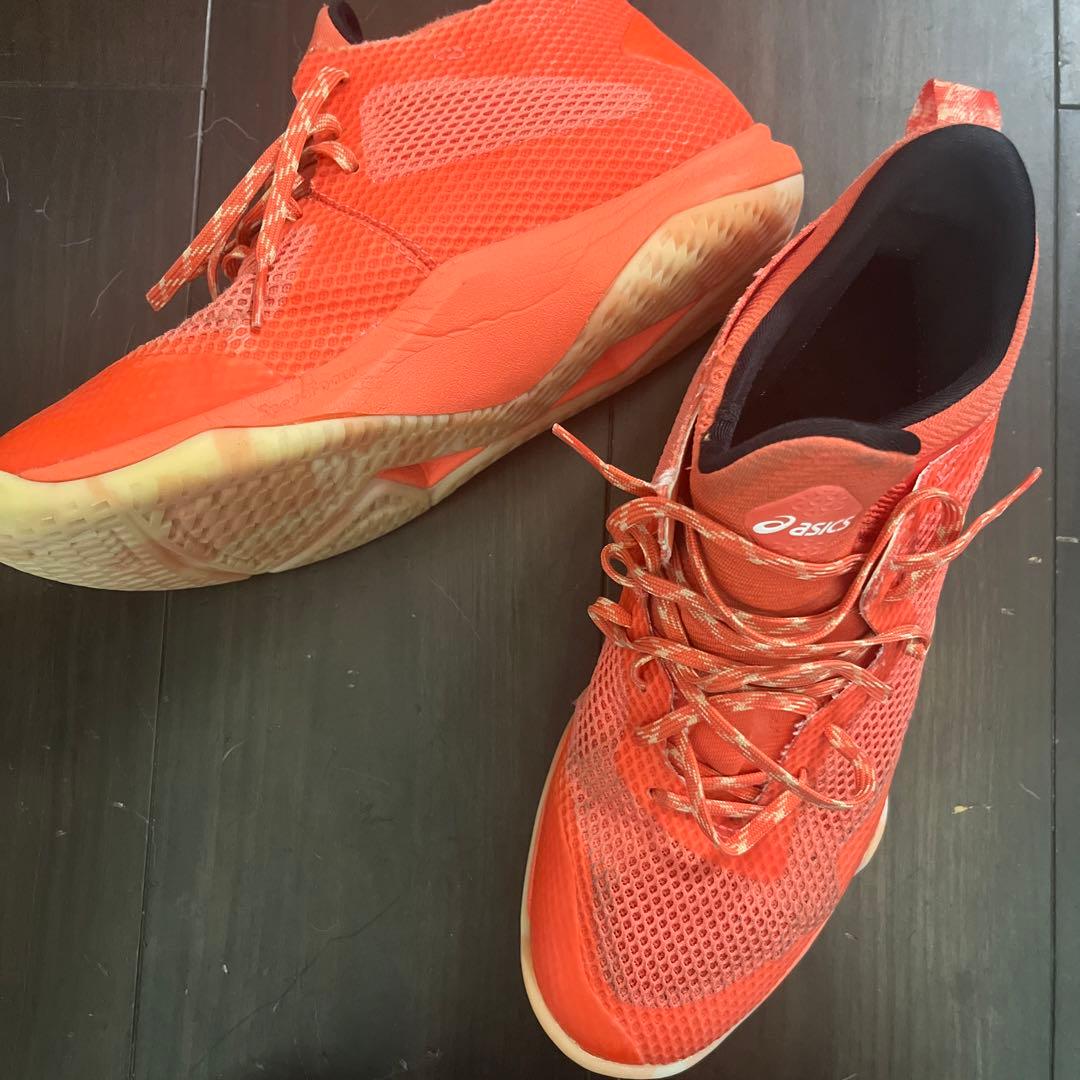 ASICSバッシュ25cmオレンジピンクバスケ - メルカリ