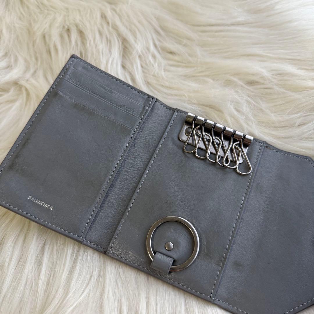 バレンシアガ キーケース 6連 レザー グレー