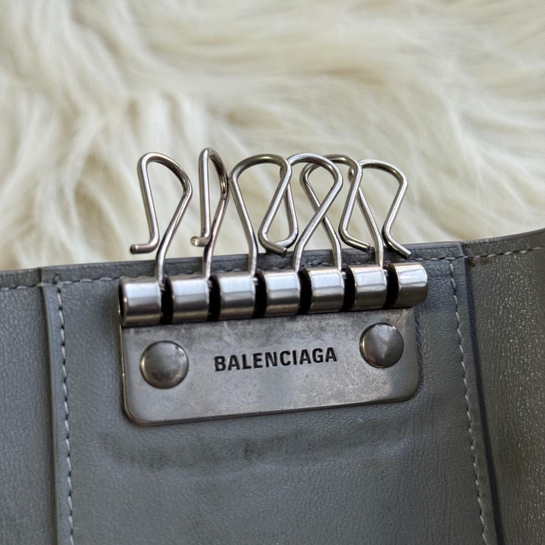 バレンシアガ キーケース 6連 レザー グレー