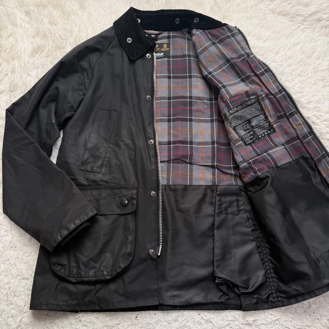 近年美品 バブアー スリムビデイル ワックスジャケット ブラック 袖