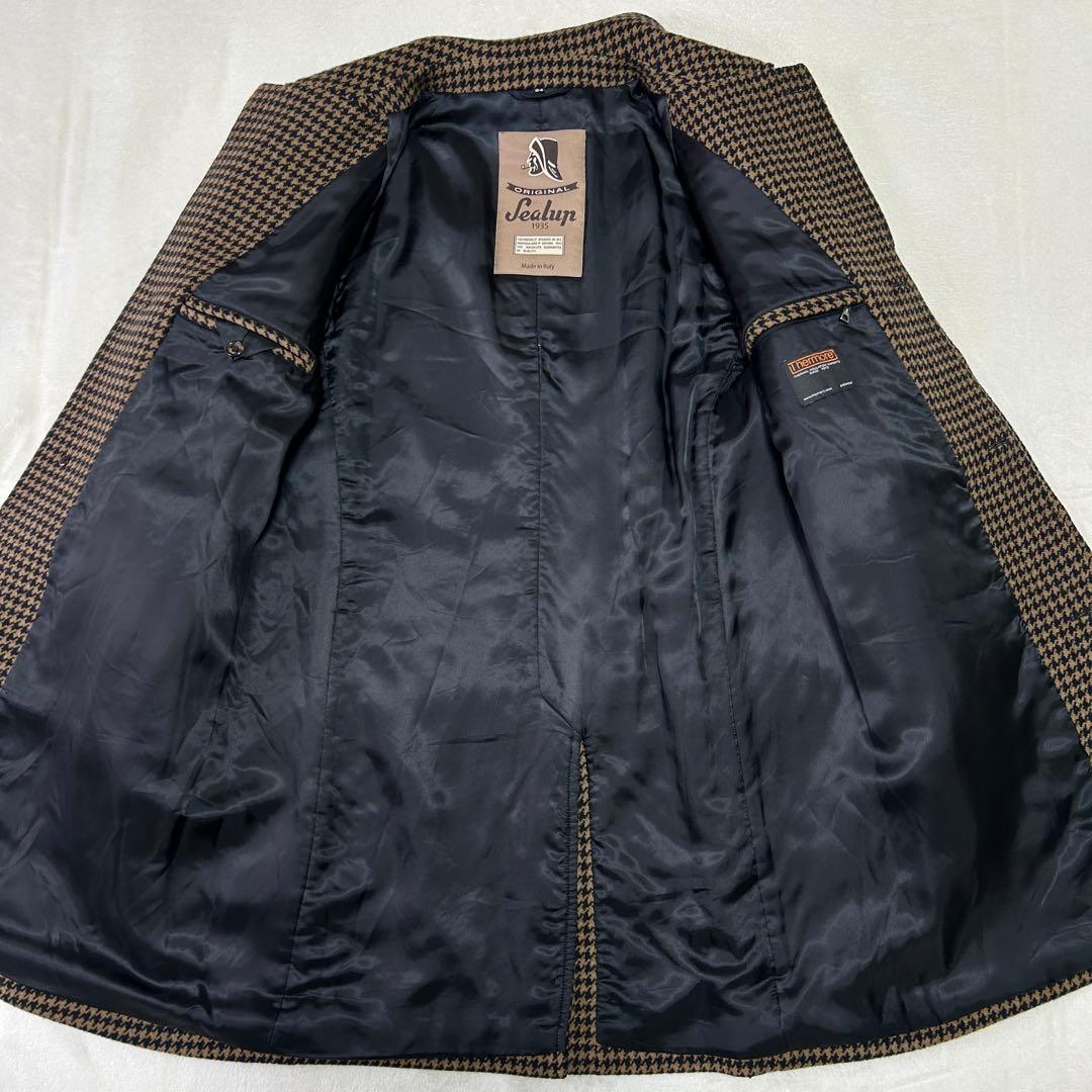 美品 希少 シーラップ ハウンドトゥース ステンカラーコート54バルカラーコート