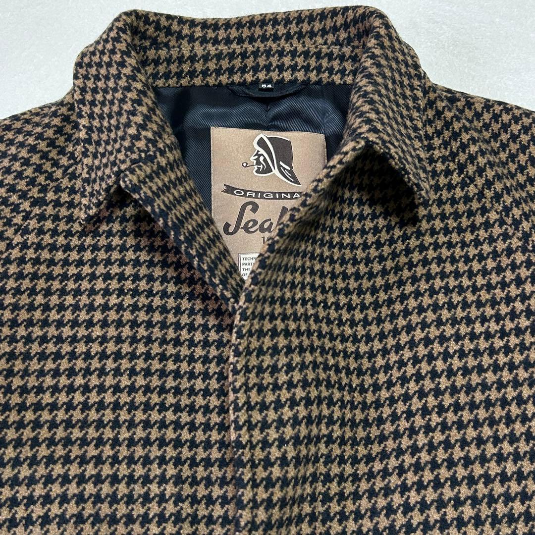 美品 希少 シーラップ ハウンドトゥース ステンカラーコート54バルカラーコート