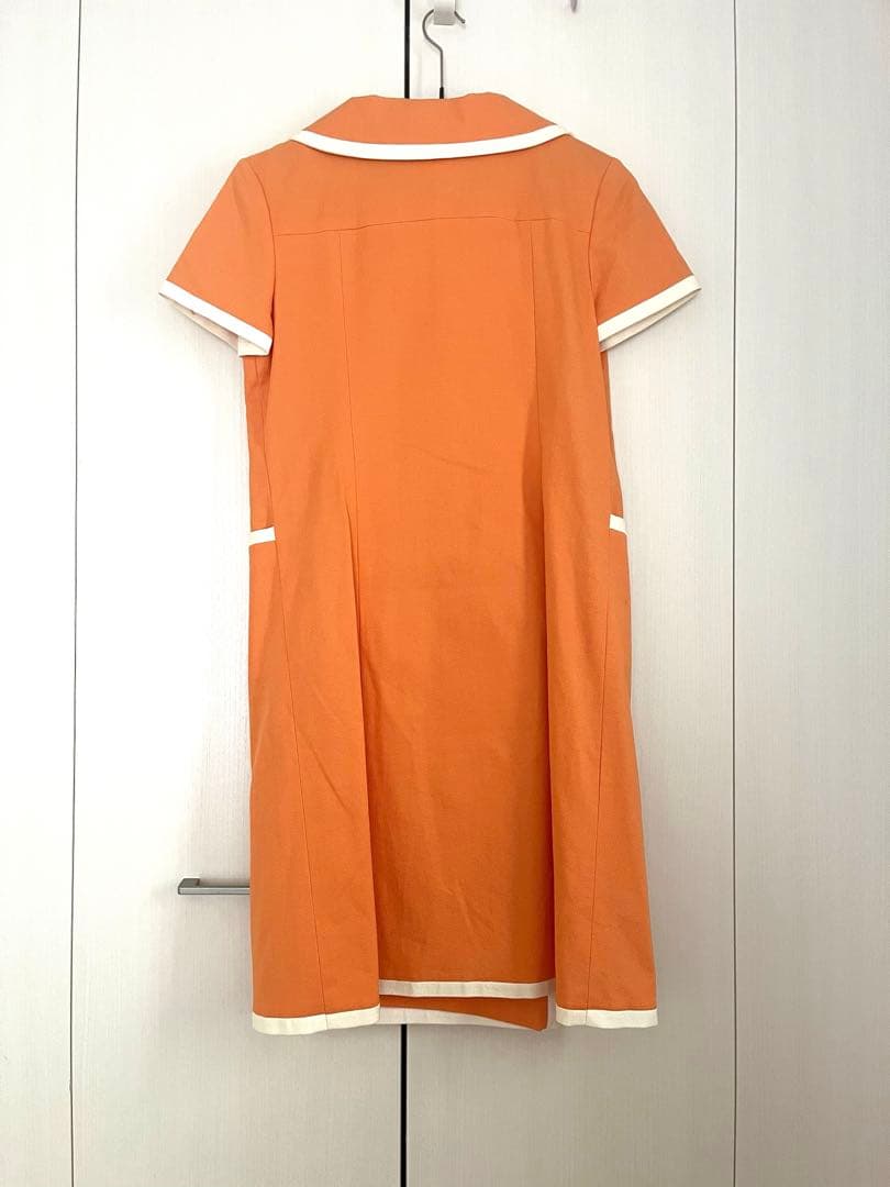 クレージュ21 レトロなオレンジ ダブルブレスト ミニワンピース 半袖サイズ40
