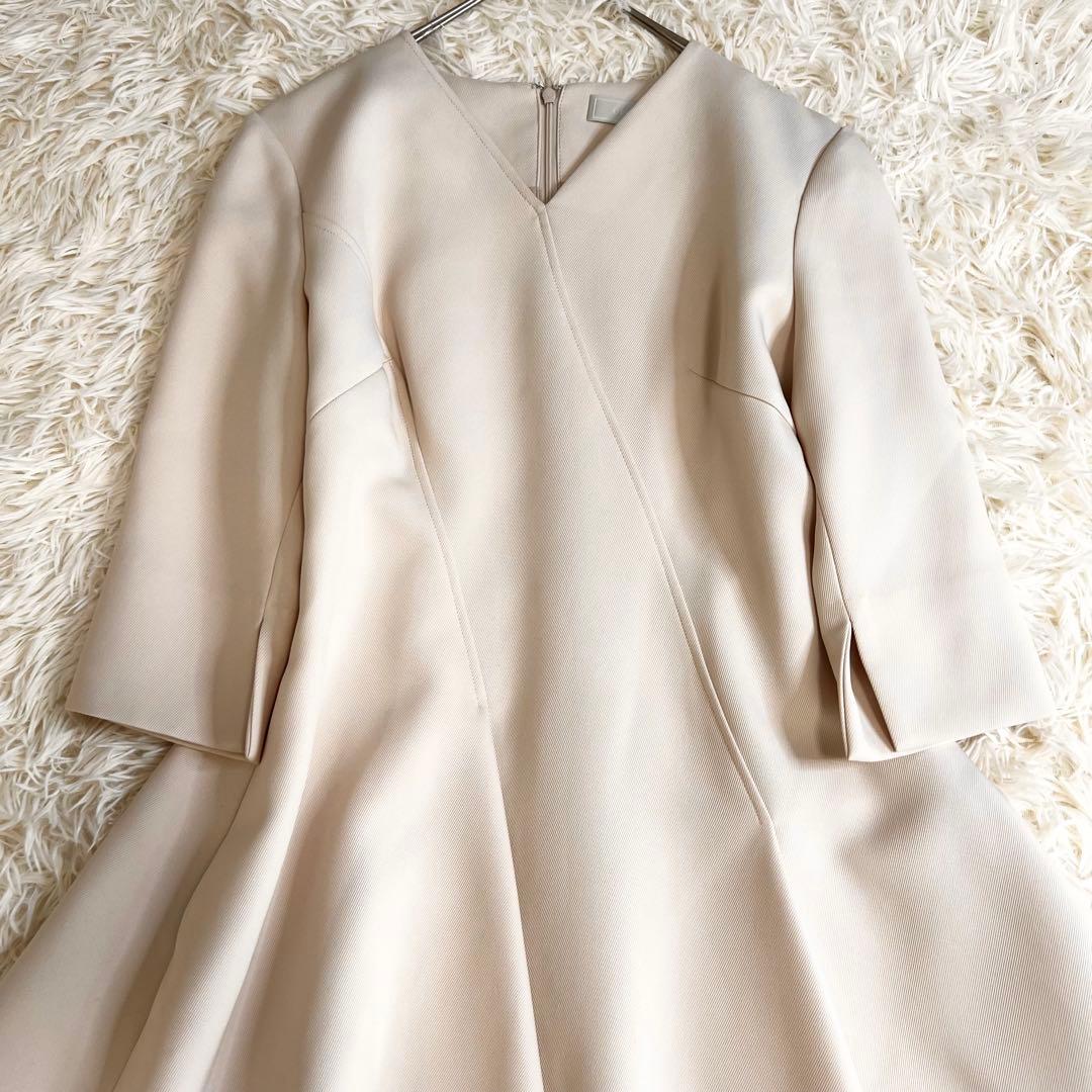 美品✨セルフォード ツイストカシュクールワンピース ひざ丈 ベージュ 34