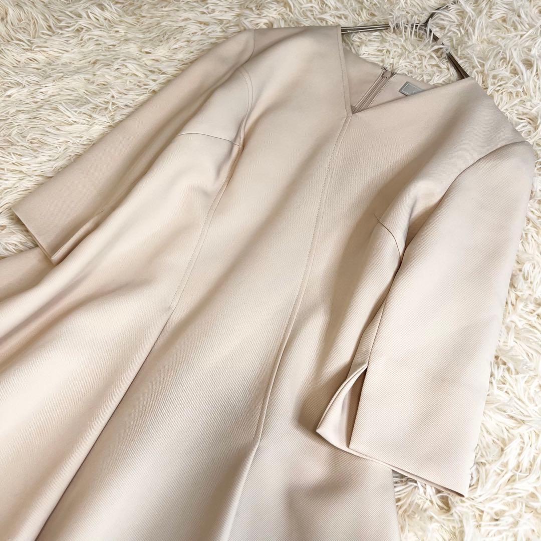 美品✨セルフォード ツイストカシュクールワンピース ひざ丈 ベージュ 34