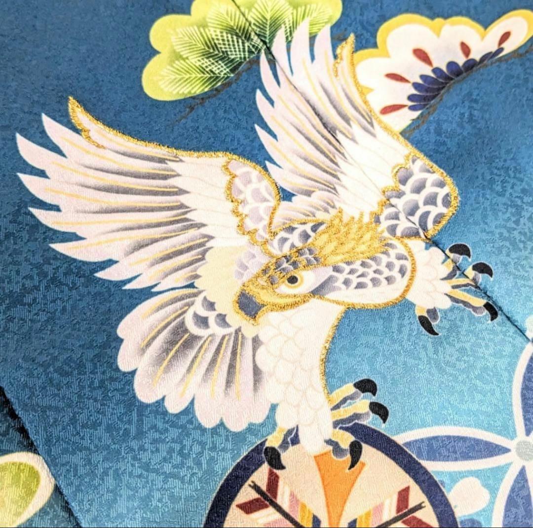 七五三3歳被布コート 【緑青鷹松七宝】男の子