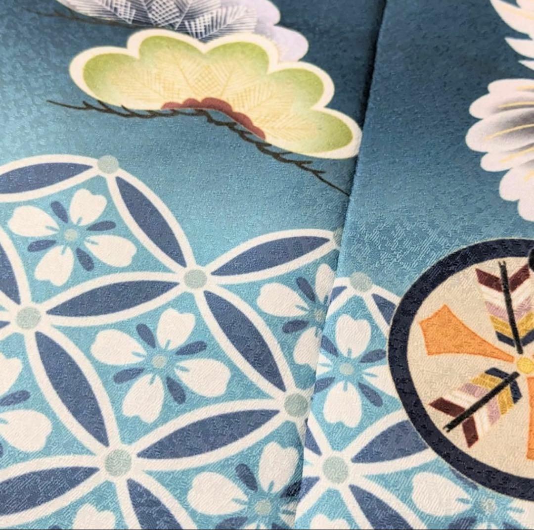 七五三3歳被布コート 【緑青鷹松七宝】男の子