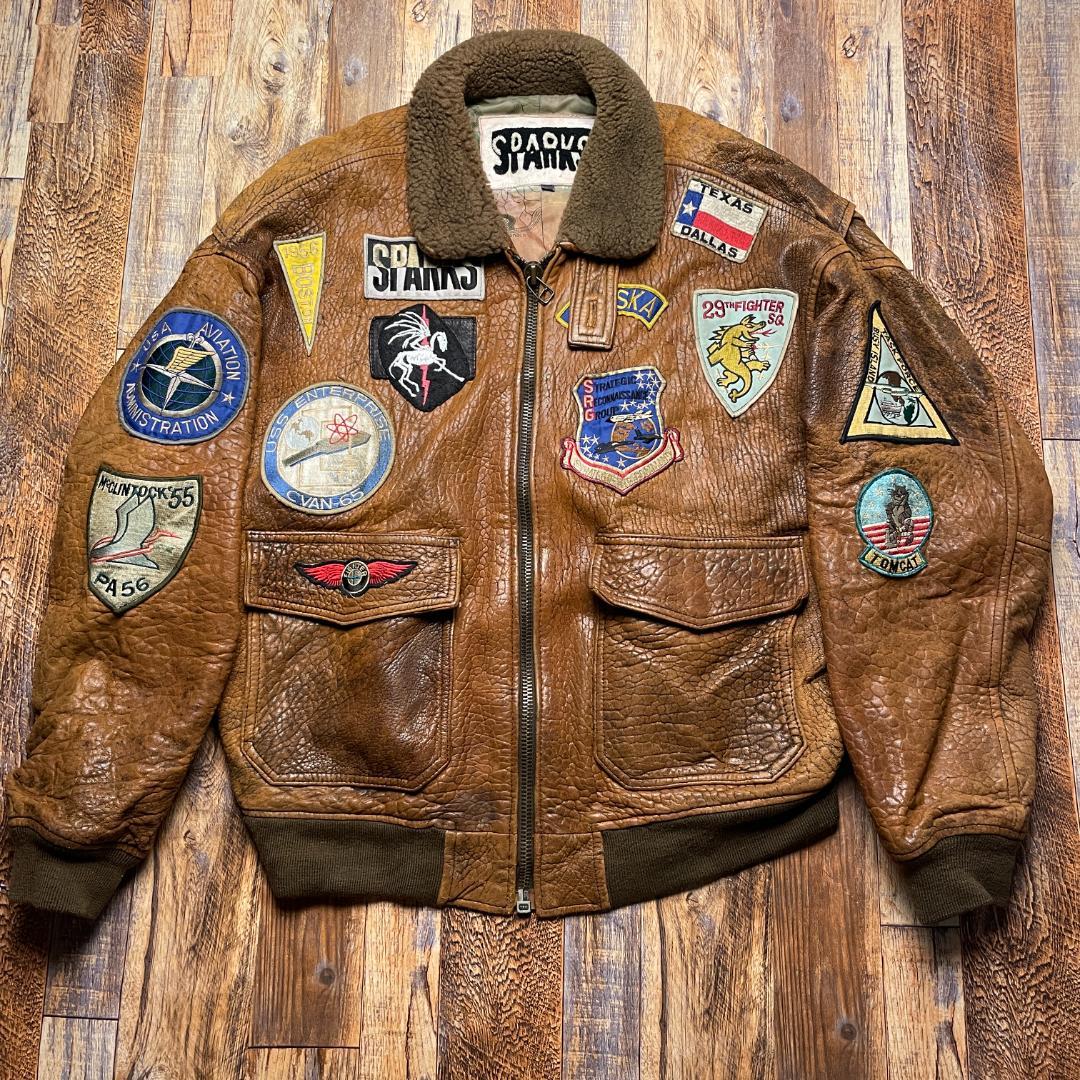 G-1型フライトジャケットレザージャケット茶色ブラウン本革古着g1l