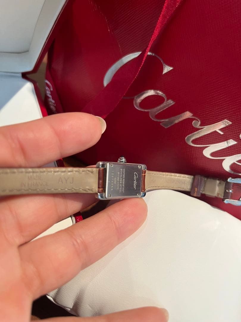 国内百貨店　直営店購入　カルティエ　タンクアメリカン　フランス製ベルト　電池交換